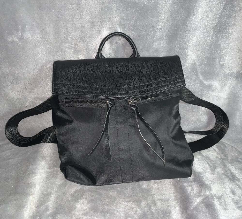 Botkier New York Trigger Mini Nylon and Leather Backpack Black